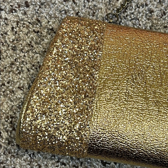 Vintage Gold Glitter Metallic Clutch Evening Bag - Picture 2 of 14
